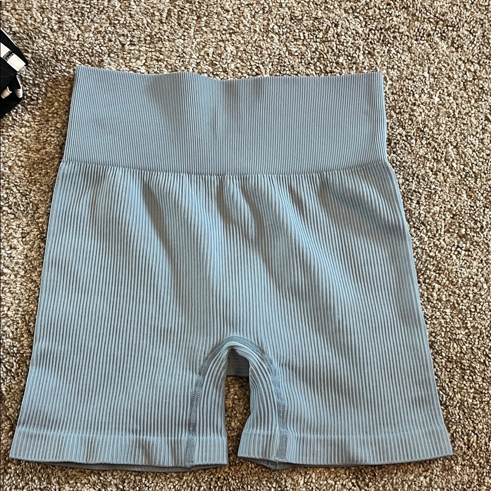 Blue Ribbed Women's Shorts